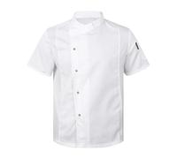 Vestes De Chef Chemise for Homme, Uniforme de Travail Restaurant, Veste, Manteau, hôtel, Cantine, pâtisserie, Cuisine, Service Alimentaire(White Short Sleeve,M)