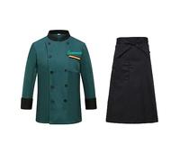 Vestes de Chef personnalisées à manches longues, uniformes de cuisine de Chef brodés avec ensemble de tabliers pour hommes et femmes