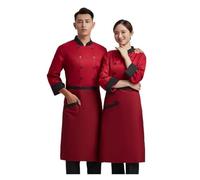 Vestes De Chef Veste de Chef Blanche for Homme, Grandes Tailles - Idéale for Le Personnel Cuisine des Restaurants et hôtels(Brick-Red,L)