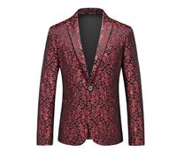 Vestes De Costume Homme, Veste De Costume Slim à Un Bouton pour Homme, Veste De Costume à Profil Bas, Imprimé Foncé, pour Spectacle sur ScèNe, DîNer, Mariage