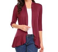 Vestes de costume pour femmes, gilets, gilets pour femmes, gilet en tricot uni, cardigan léger pour femme, manteau d'extérieur, veste softshell pour femme, bordeaux, XXL