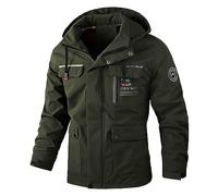 Vestes de pluie pour homme - Couleur pure - Veste d'hiver mi-longue - Parka - Coupe ajustée - Veste de mi-saison - Thermique - Confortable - Veste d'extérieur imperméable, Vert armée., M