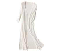 Vestes de printemps pour femme - Cardigan long en lin - Manteau de transition - Cardigan à manches longues - Couleur unie - Manches longues - Veste d'été élégante et légère - Grandes tailles -