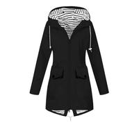 Vestes De Randonnée Femme Court Ciré Petit Bateau Anti-Pluie Haut Ski Softshell Chaud Cire Jetable Manteau Imperméable Matelassée Veste Poncho Pluie Imperméable Femme Noir M