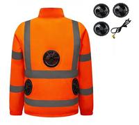 Vestes de refroidissement à l'air, vêtements avec ventilateur pour le travail, cyclisme en plein Air, rayures réfléchissantes, uniforme de travail en Polyester, vêtements avec ventilateur amovibles