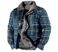 Vestes de Ski Homme Sweat À Capuche Sport Lestée Longue Polaire Blouson Moto Anorak Chaud Moto Aviateur Molleton Manches Longues Plaid Softshell,idee Cadeau Homme, Bleu 4XL
