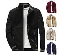 Vestes de sport à col montant pour homme - Style décontracté - Veste bomber fine - Coupe-vent - Coupe ajustée - Fermeture éclair intégrale - Manteau d'extérieur léger à manches longues, bleu, 5X-Large