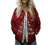 Vestes d'hiver pour femmes automne hiver Noël imprimé veste de Noël vestes de Noël outifts manteaux surdimensionnés hauts de Noël décontractés vacances sortie vêtements de plein air 2025, blanc, XXL
