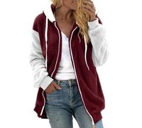 Vestes d'hiver pour femmes UK 2025 - Mode décontractée - Poche zippée - Pull en peluche pour femme - Mode décontractée - Manteaux d'extérieur, bordeaux, 5XL