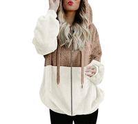 Vestes d'hiver pour femmes UK 2025 - Poche zippée - Manches longues - Double face - En peluche - Cardigan - Tendance - Décontracté - Manteaux d'extérieur, kaki, 4XL