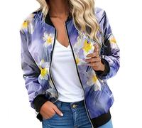 Vestes d'hiver pour femmes, vestes décontractées légères à fermeture éclair, veste décontractée à imprimé léopard et floral, manteau court de sport en flanelle pour femme, gris, L