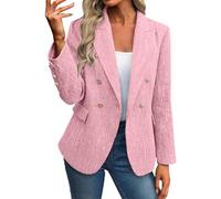 Vestes élégantes avec boutons pour femme - Cardigan léger à manches longues - Crop uni ouvert sur le devant - Vêtement d'extérieur confortable pour femme - Grande taille, rose clair, S