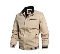 Vestes en Coton léger pour Hommes Printemps et Automne vêtements d'extérieur décontractés avec Poches Blouson Cuir Homme Vintage