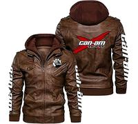 Vestes en Cuir pour Hommes Manteaux pour Capuches Veste Coupe-Vent Can-am imprimée Vêtements de Moto Veste à Capuche zippée Sweatshirts épais et Chauds Outwear-A||3XL