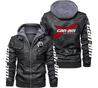 Vestes en Cuir pour Hommes Manteaux pour Capuches Veste Coupe-Vent Can-am imprimée Vêtements de Moto Veste à Capuche zippée Sweatshirts épais et Chauds Outwear-A||3XL