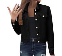 Vestes en daim synthétique marron pour femme, veste bomber tendance boutonnée en cuir court, col à revers, manteau de pilote, automne et hiver, vêtements d'extérieur tendance Y2K Streetwear, Noir , S