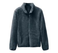Vestes en flanelle pour femme avec fermeture éclair intégrale sans capuche - Manteaux ours en peluche pour femme - Veste en duvet fine coupe-vent - Veste d'hiver en flanelle - Manteaux matelassés