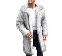 Vestes en fourrure pour homme - Veste en fourrure synthétique - Manteau en fourrure synthétique - Manches longues - Chaud - Veste d'hiver parka - Manteau d'hiver - Revers en fausse fourrure - Cardigan