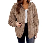 Vestes en polaire à capuche pour femmes, manteau d'hiver en polaire pour femme, manteau en peluche épais avec poches, fermeture éclair intégrale, manches côtelées, sweat-shirt à capuche décontracté
