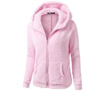 Vestes en polaire duveteuse pour femmes à fermeture éclair complète, style teddy bear doux et confortable, manteau d'hiver épais et chaud en sherpa pelucheux uni à capuche, vestes pour dames, sweat à