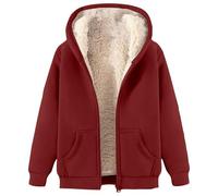 Vestes en polaire pour homme avec fermeture éclair intégrale, manches longues, manteaux épais et chauds, couleur unie, sweat à capuche décontracté avec capuche, veste coupe-vent avec poches, bordeaux,