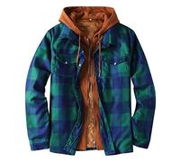 Vestes en polaire pour homme, chemise de bûcheron à carreaux en flanelle avec cordon de serrage - Chemise de travail décontractée boutonnée - Veste de voyage athlétique en polaire pour homme avec