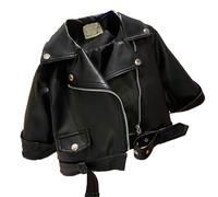 Vestes Garçons Filles Moto Joli Style Cool Grand Revers Fermeture Éclair Veste en Cuir Veste 2024 Automne Et Hiver Top Vous avez dû aller à gauche, BK1., 5-6 ans