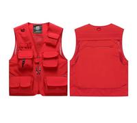 Vestes haute visibilité Salut Gilet De Sécurité Multi Poche Visibilité for Des Tailles Multiples Multicolores Délivrance Secours(Type 2-Red,4XL)