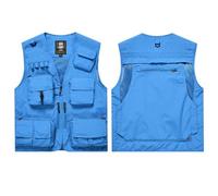 Vestes haute visibilité Salut Gilet De Sécurité Multi Poche Visibilité for Des Tailles Multiples Multicolores Délivrance Secours(Type 2-Light Blue,S)