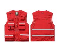 Vestes haute visibilité Salut Gilet De Sécurité Multi Poche Visibilité for Des Tailles Multiples Multicolores Délivrance Secours(Type 1-Red,M)