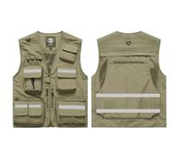 Vestes haute visibilité Salut Gilet De Sécurité Multi Poche Visibilité for Des Tailles Multiples Multicolores Délivrance Secours(Type 1-Khaki,L)