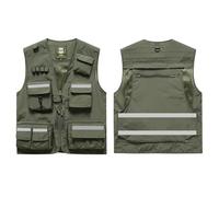 Vestes haute visibilité Salut Gilet De Sécurité Multi Poche Visibilité for Des Tailles Multiples Multicolores Délivrance Secours(Type 1-Army Green,4XL)