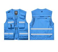 Vestes haute visibilité Salut Gilet De Sécurité Multi Poche Visibilité for Des Tailles Multiples Multicolores Délivrance Secours(Type 1-Light Blue,M)