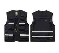 Vestes haute visibilité Salut Gilet De Sécurité Multi Poche Visibilité for Des Tailles Multiples Multicolores Délivrance Secours(Type 1-Black,L)