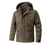 Vestes imperméables d'extérieur pour hommes, hauts à capuche tactiques classiques, multi-poches, coupe-vent, respirant, léger, séchage rapide, style militaire, Coffee-1., M