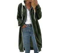 Vestes longues en polaire pour femme avec fermeture éclair intégrale - Manteaux d'hiver chauds en polaire avec cordon de serrage - Vêtements d'extérieur surdimensionnés en peluche avec poches, Vert, S