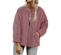 Vestes matelassées décontractées pour femme, col montant léger, manches longues, surdimensionnées, fermeture éclair, vêtements d'extérieur Dolman amples et coupe-vent, rose, L