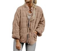 Vestes matelassées décontractées pour femme, col montant léger, manches longues, surdimensionnées, fermeture éclair, vêtements d'extérieur Dolman amples et coupe-vent, Carte lumineuse, S