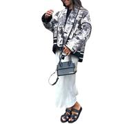 Vestes Matelassées Légères pour Femmes Cardigan Ample Imprimé à la Mode Manteau Bouffant Rembourré avec Poches,Noir,S