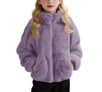 Vestes montantes en polaire à fermeture éclair intégrale pour enfants - Manteau d'automne et d'hiver avec poches - Vêtement d'extérieur chaud en peluche pour garçons et filles - Col montant - Joli
