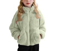 Vestes montantes en polaire à fermeture éclair intégrale pour enfants - Manteaux d'automne et d'hiver avec poches - Vêtements d'extérieur chauds en peluche pour garçons et filles - Col montant - Joli