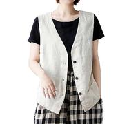 Vestes pour femmes gilet pour femme 2025 cadeau printemps et automne gilet en lin sans manches décontracté gilet solide Sweetheart coton lin manteau court corps pour homme, a, XL