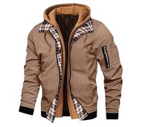 Vestes pour homme, veste d'automne zippée à capuche patchwork surdimensionnée veste à capuche pour homme ample veste sweat à capuche, beige, L
