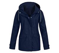 Vestes Vent Femmes Sport Imperméable Veste De Pluie Polyvalent Résistant Au Soleil Léger Vestes Résistant Aux Rides Grande Taille Manteau En Plein Air Voyage À Capuche Vent Trench, Marine militaire