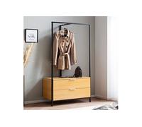 Vestiaire 2 tiroirs et 1 tringle 85x44x152 cm décor chêne