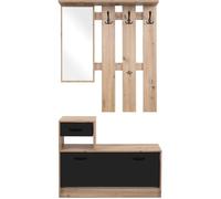 Vestiaire 3 crochets - RUDOLF - Chêne artisan / Noir - Style industriel - 100 x 25 x 180 cm