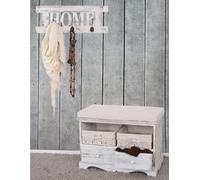 Vestiaire avec banc Commode avec 2 corbeilles 42x62x33cm, look shabby, vintage ~ blanc