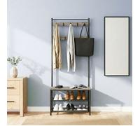 Vestiaire avec Banc de Rangement pour Chaussures,32 x 70 x 175 cm, Style Industriel, Beige et Noir