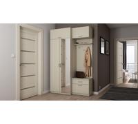 Vestiaire avec siège, miroir et ferrures Premium - largeur 140 cm