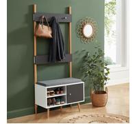 Vestiaire d'entrée avec banc - BAÏTA - Gamme ADELE - Gris et blanc - L 75 x P 40 x H 180 cm